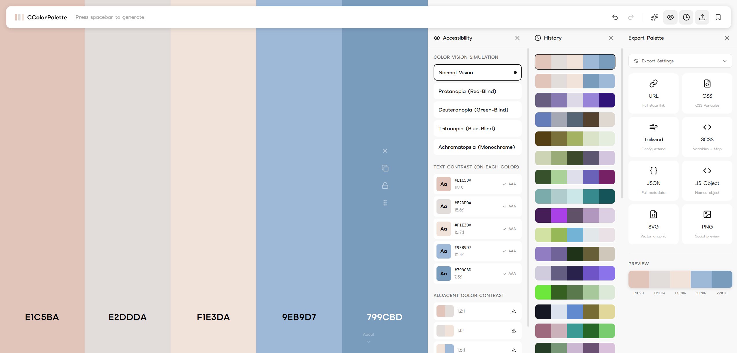 CColorPalette.com - color generator tool - Screenshot 3 showing product features and functionality