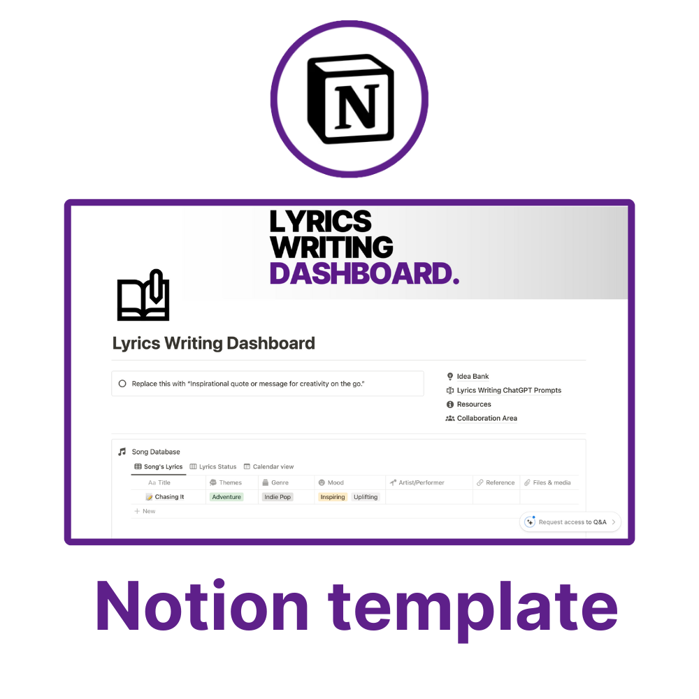 Lyrics Writing Dashboard