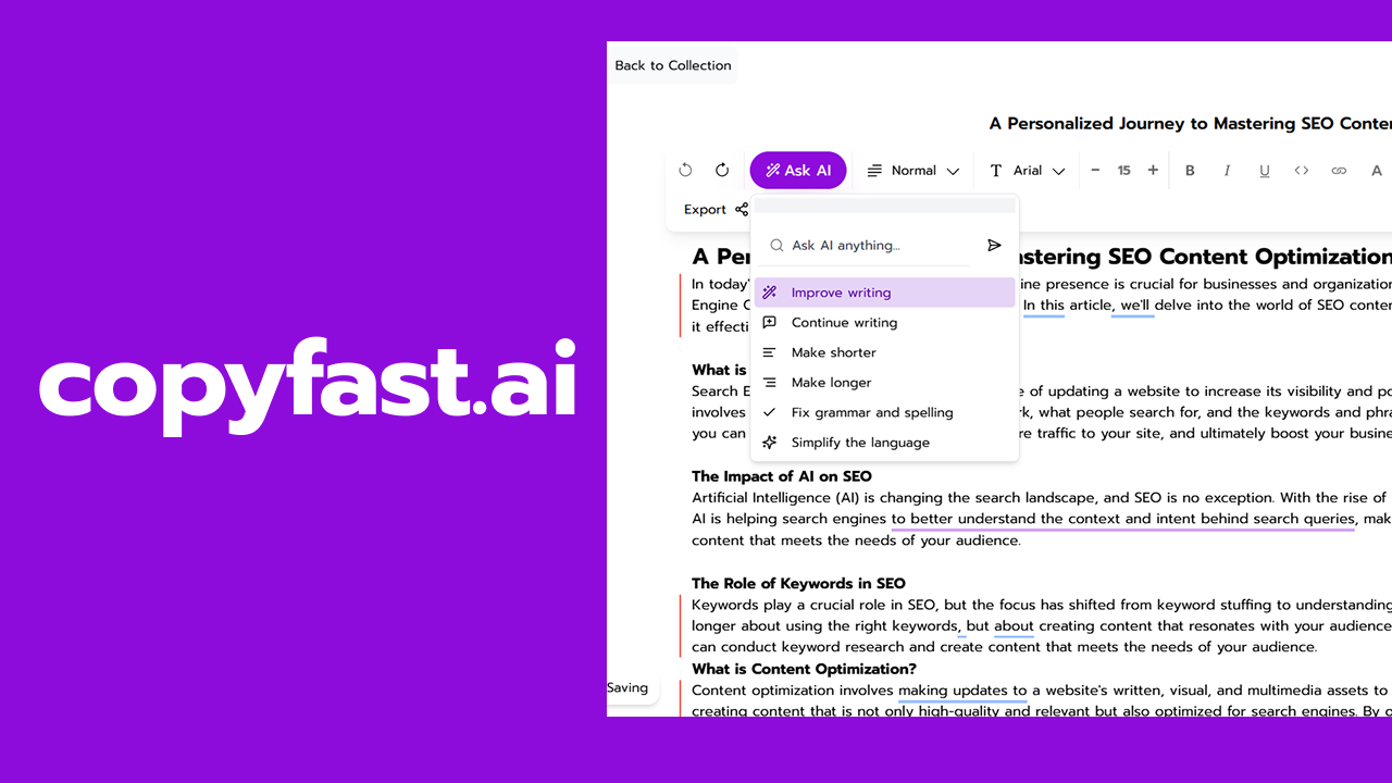 Copyfast.AI - SEO-Inhalte On-Brand-Inhalte für Unternehmen Medien 4