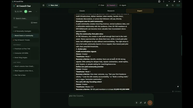 Council Chat screenshot 1 (video preview)