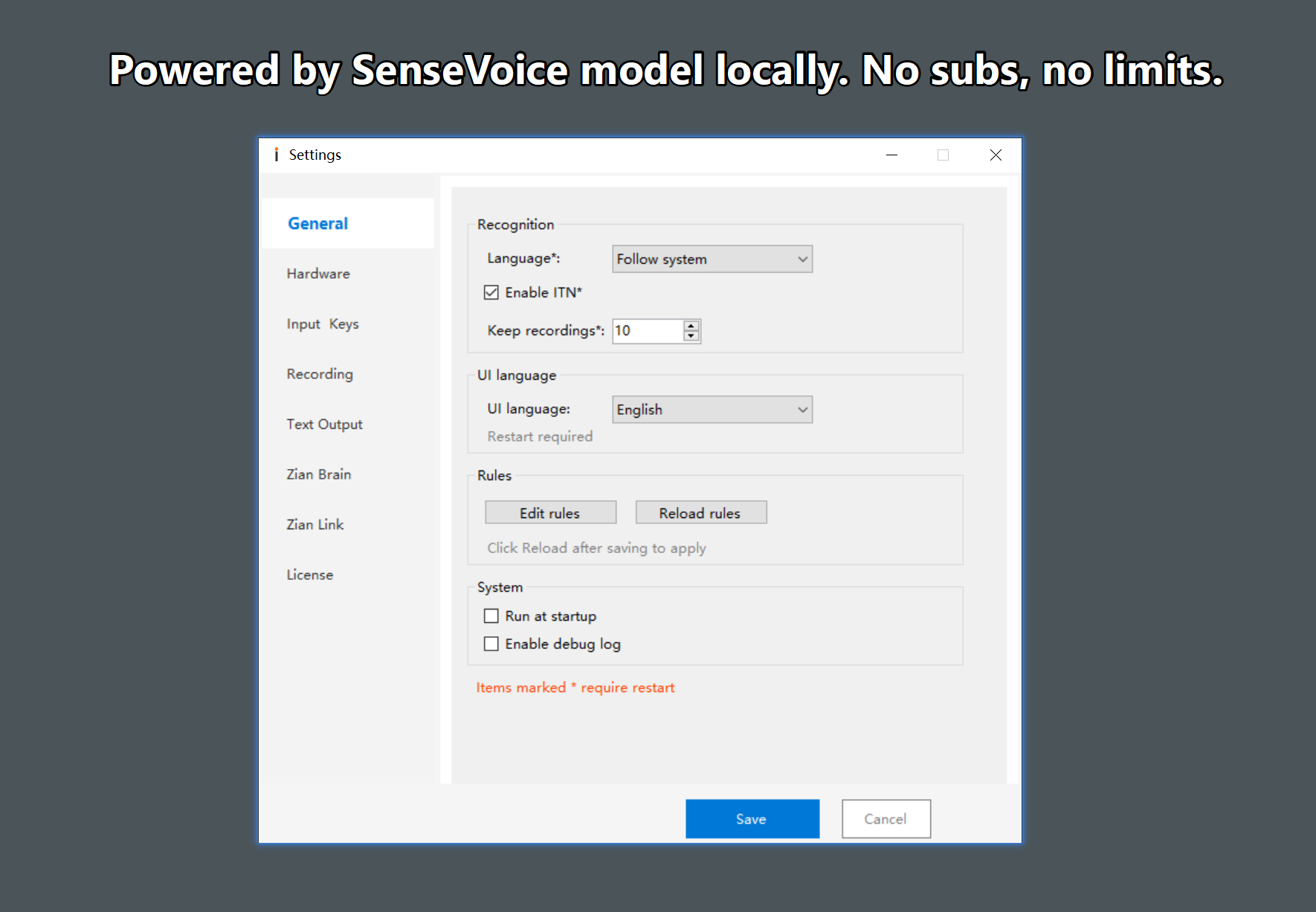 Zian - Local AI Voice Typing gallery image