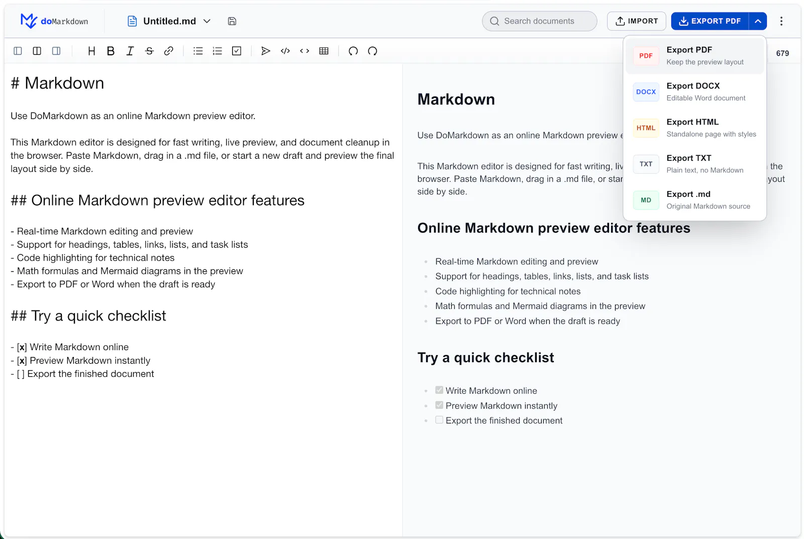 DoMarkdown screenshot 1