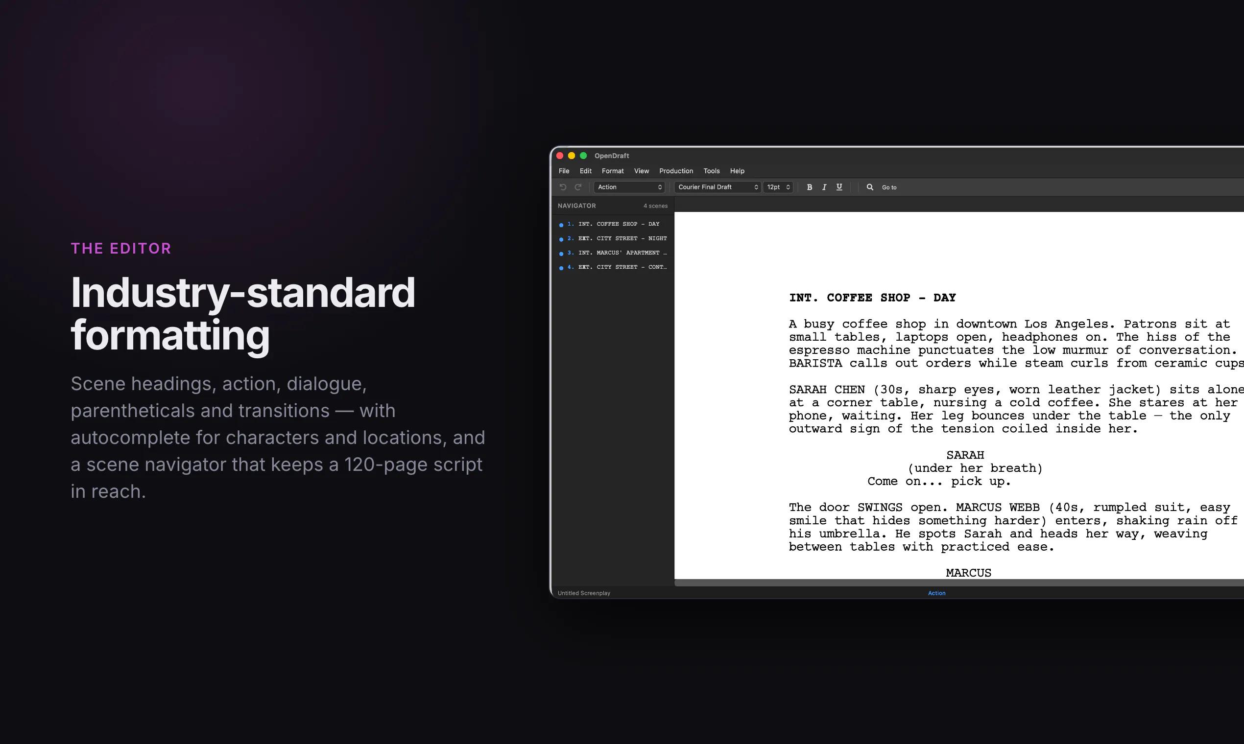 OpenDraft — Free Screenwriting Software gallery image