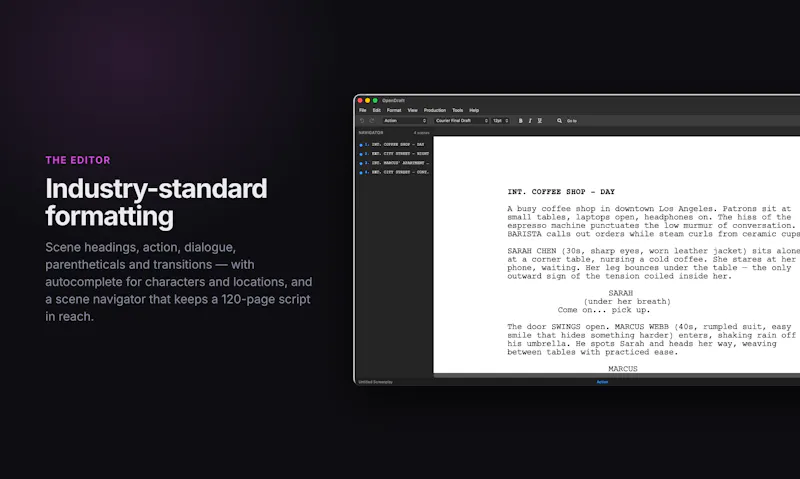 OpenDraft — Free Screenwriting Software screenshot 8