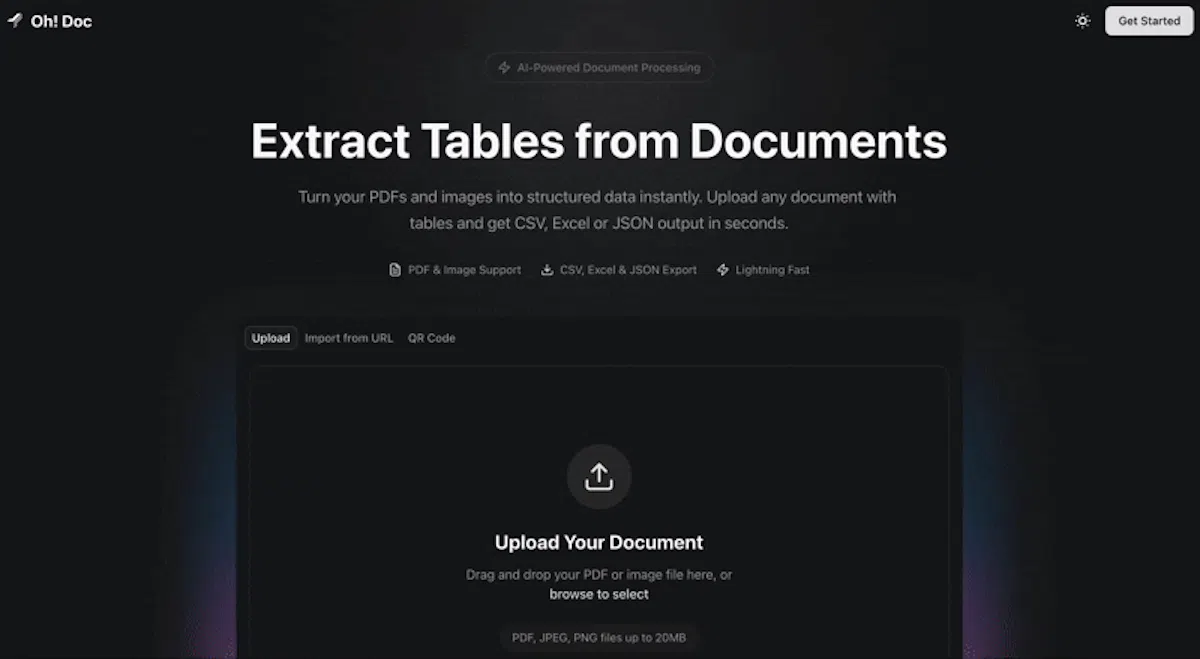 Oh! Doc –Tables from Docs, PDFs & Images