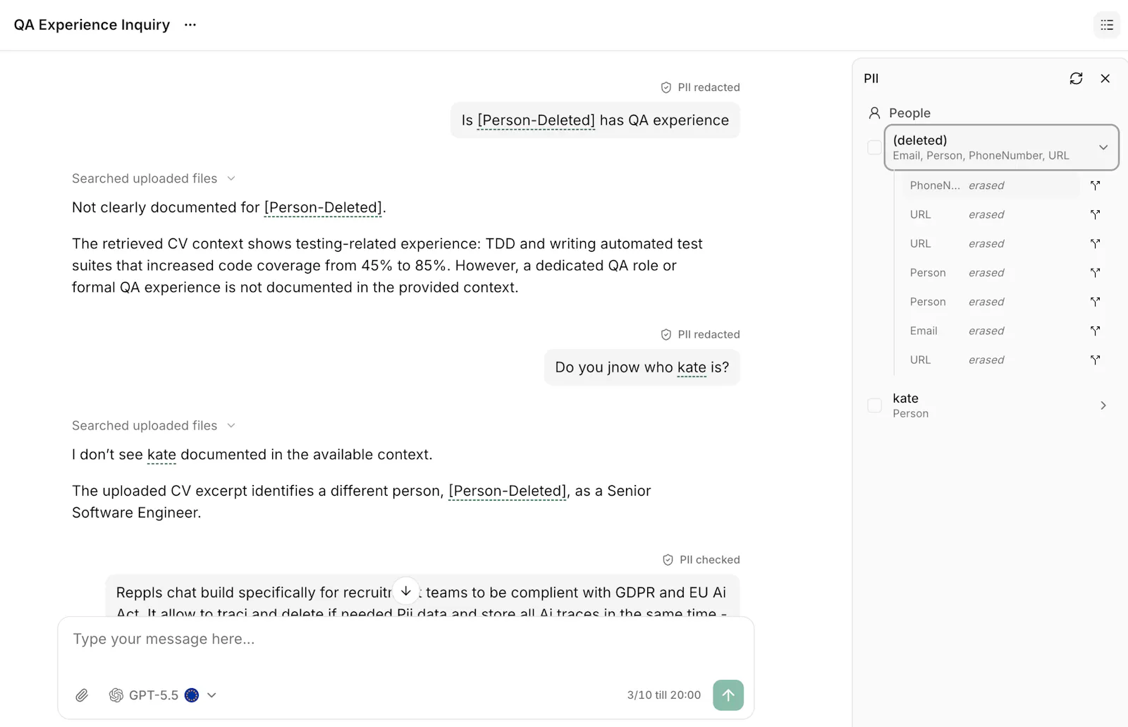 RepplsGPT - GDPR complient chat screenshot 3