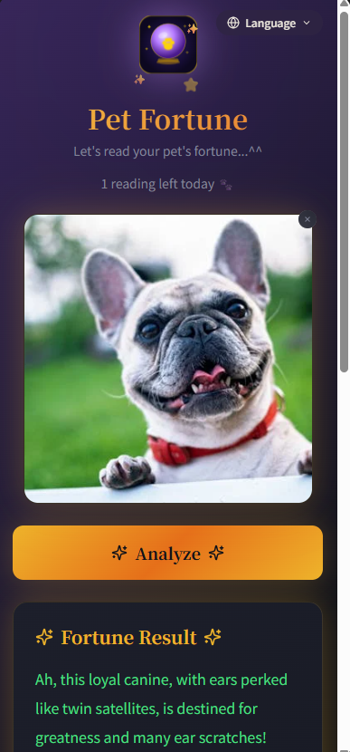 Pet Fortune - AI Pet Reading - Screenshot 2 showing product features and functionality