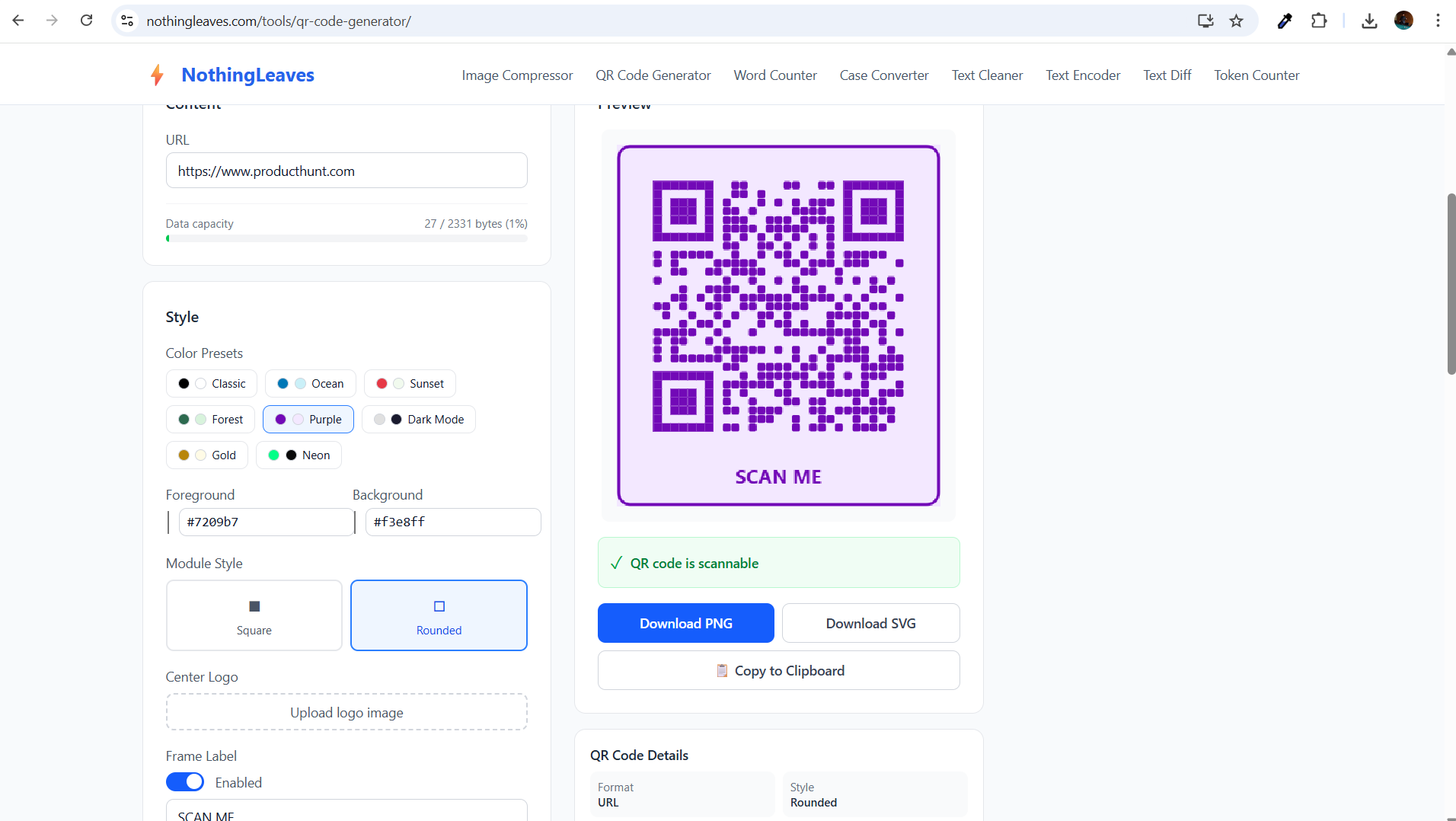 NothingLeaves - Screenshot 3 showing product features and functionality