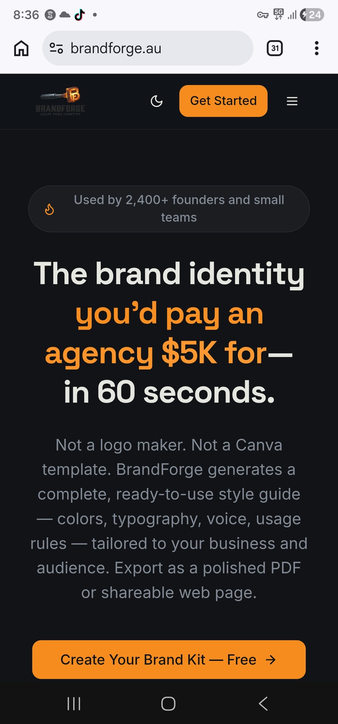 The Launch Identity - Screenshot 2 showing product features and functionality