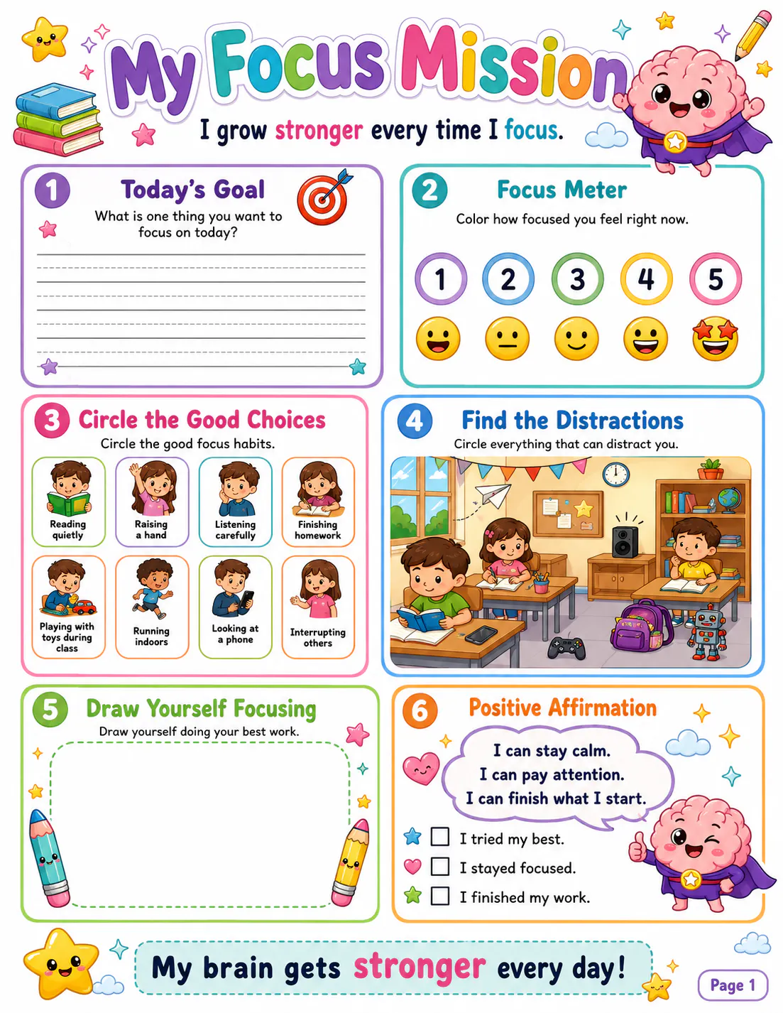 Focus Helper Worksheet for Kids Ages 5 screenshot