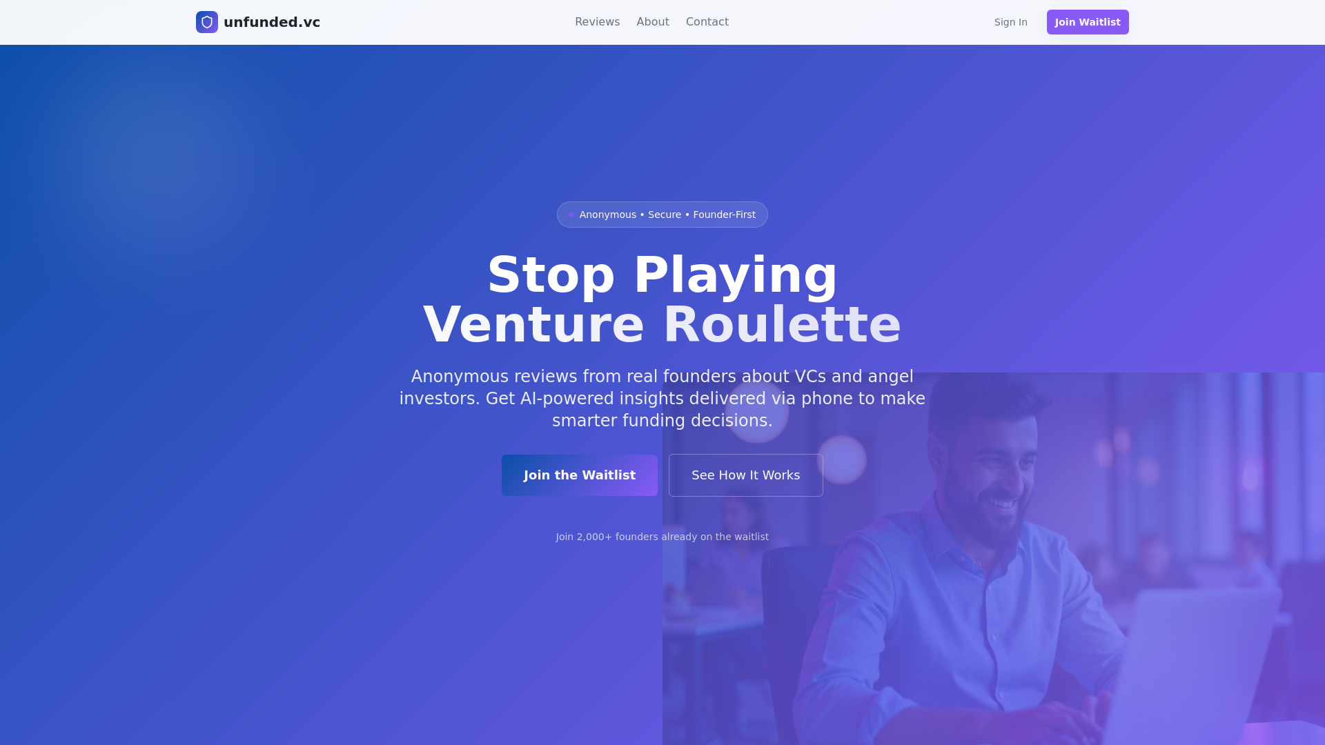 unfunded.vc - Main screenshot showing features and interface