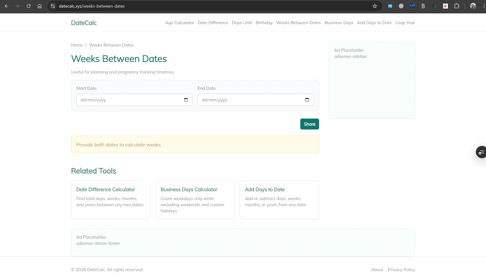 DateCalc screenshot 2