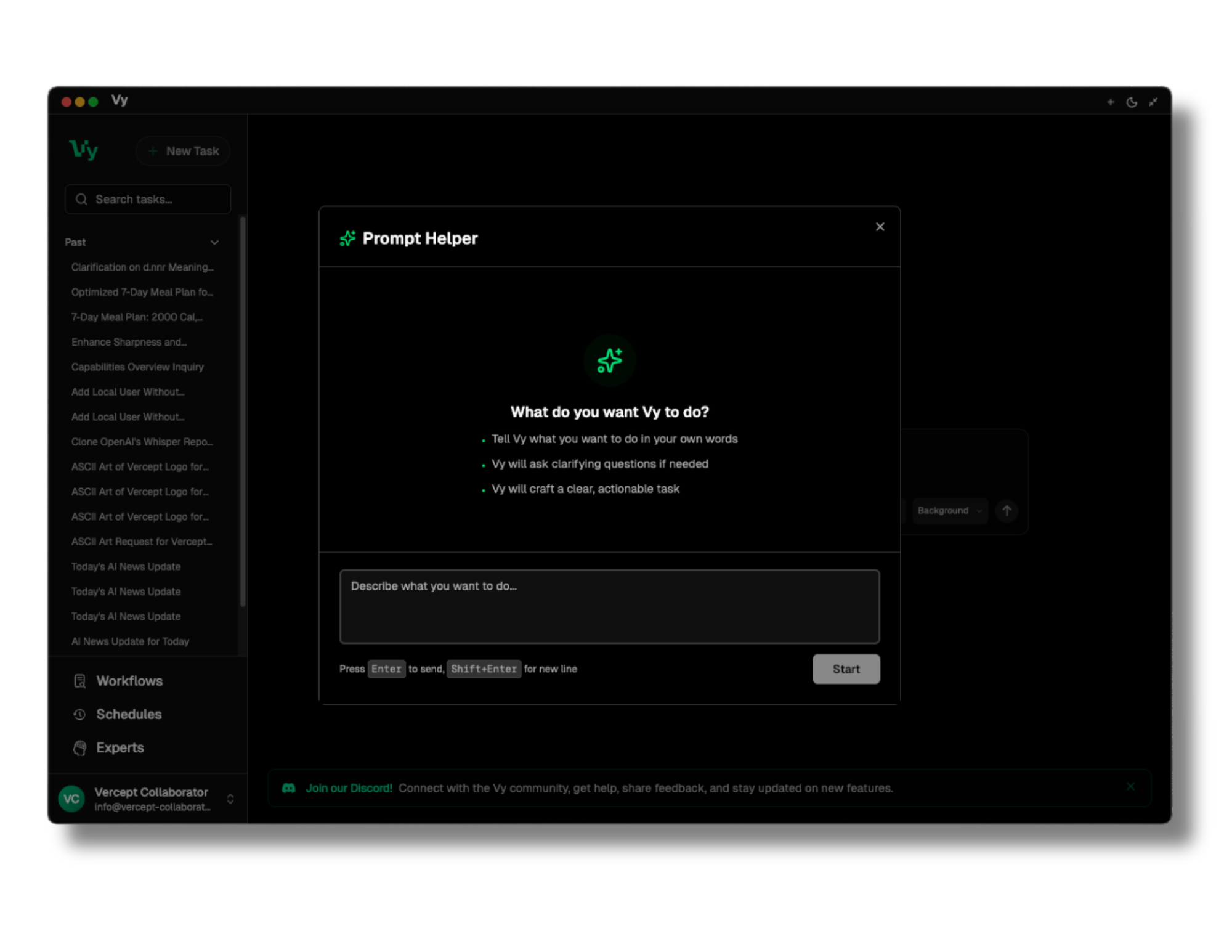 Vy - Cross platform AI agent - Screenshot 3 showing product features and functionality