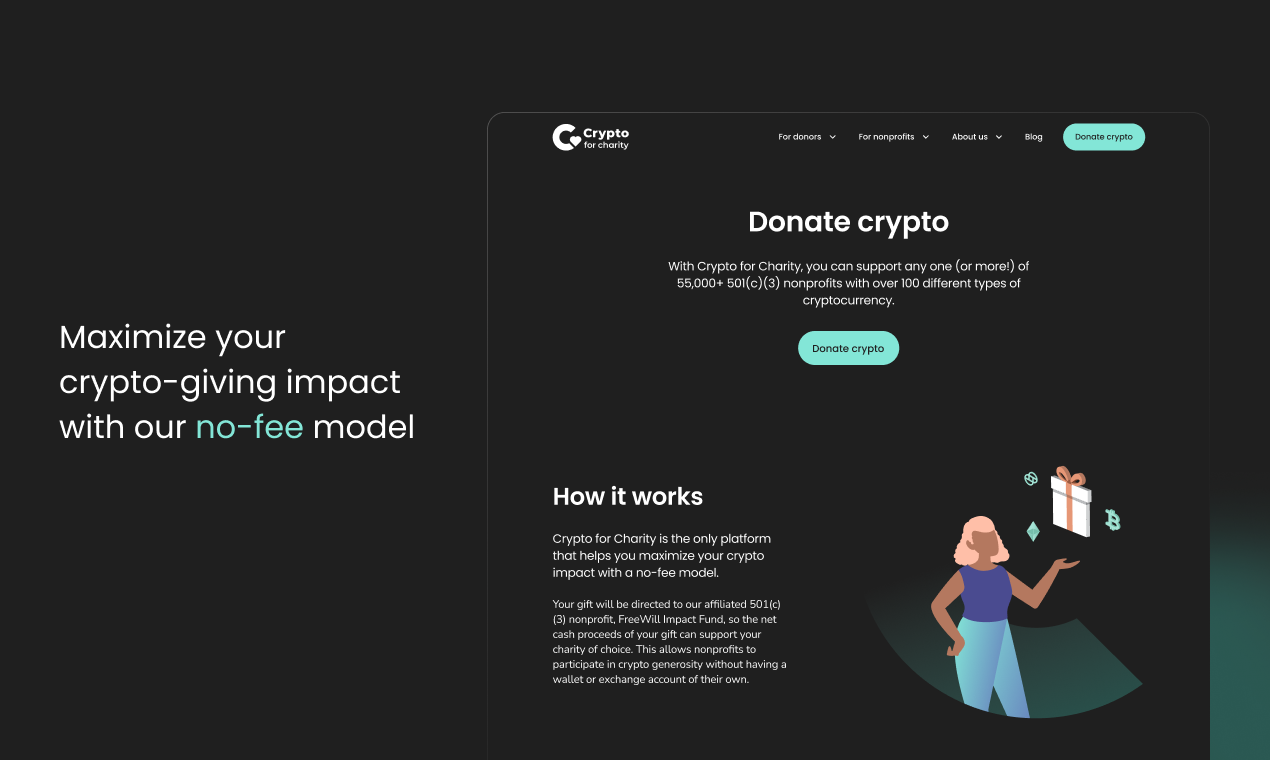 Crypto for Charity: Donate cryptocurrencies and NFTs to charity with zero  fees | Product Hunt