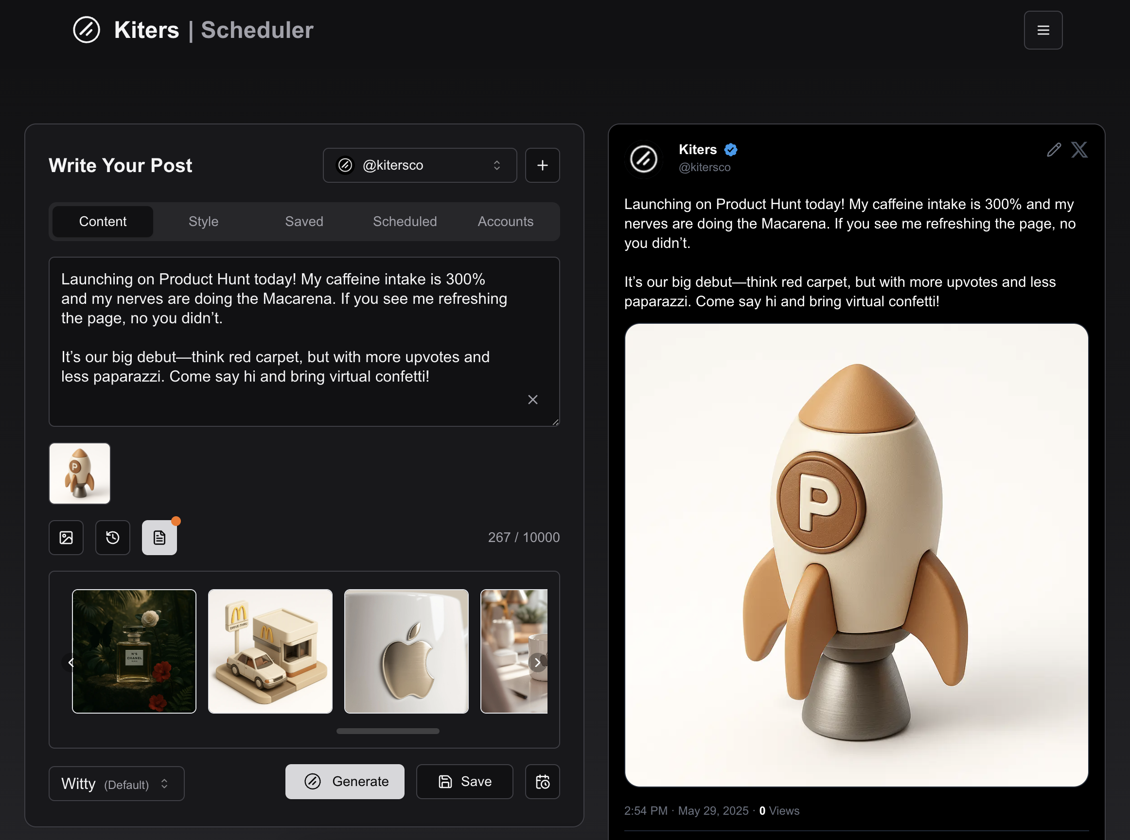 Kiters AI X (twitter) Scheduler media 1