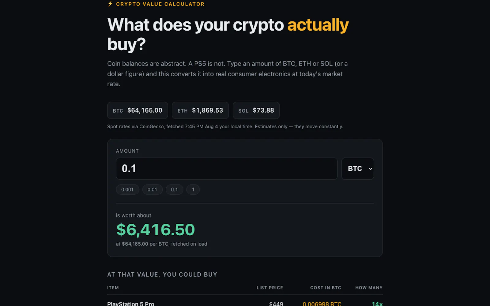 Crypto Value Calculator screenshot 1