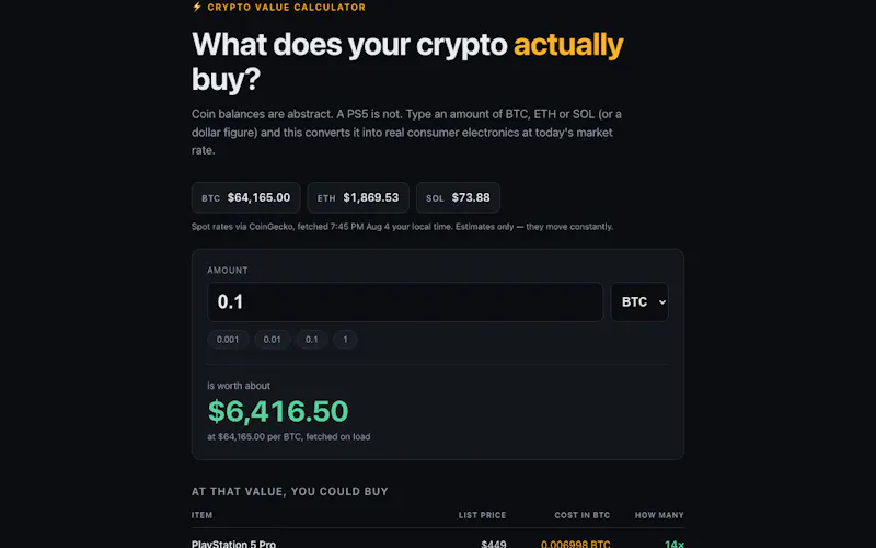 Crypto Value Calculator screenshot 1