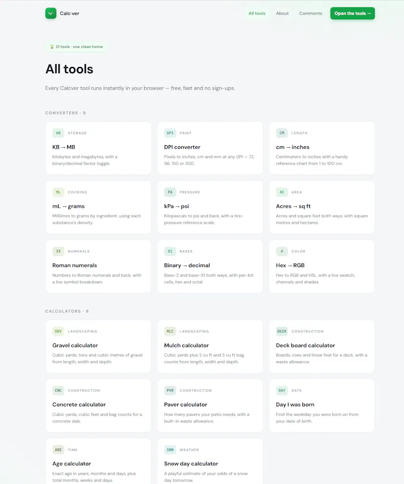 Calcver screenshot 2