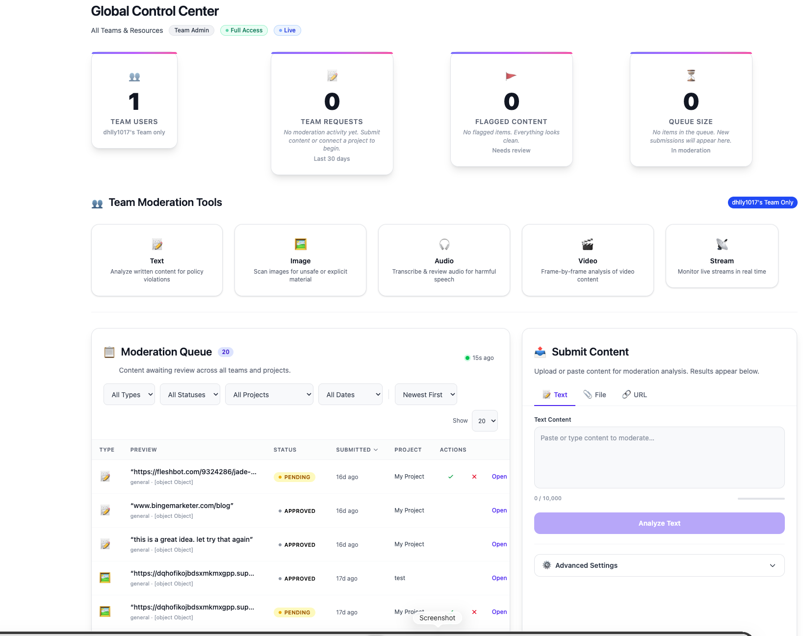 Managment and Moderation One Platform - Screenshot 4 showing product features and functionality