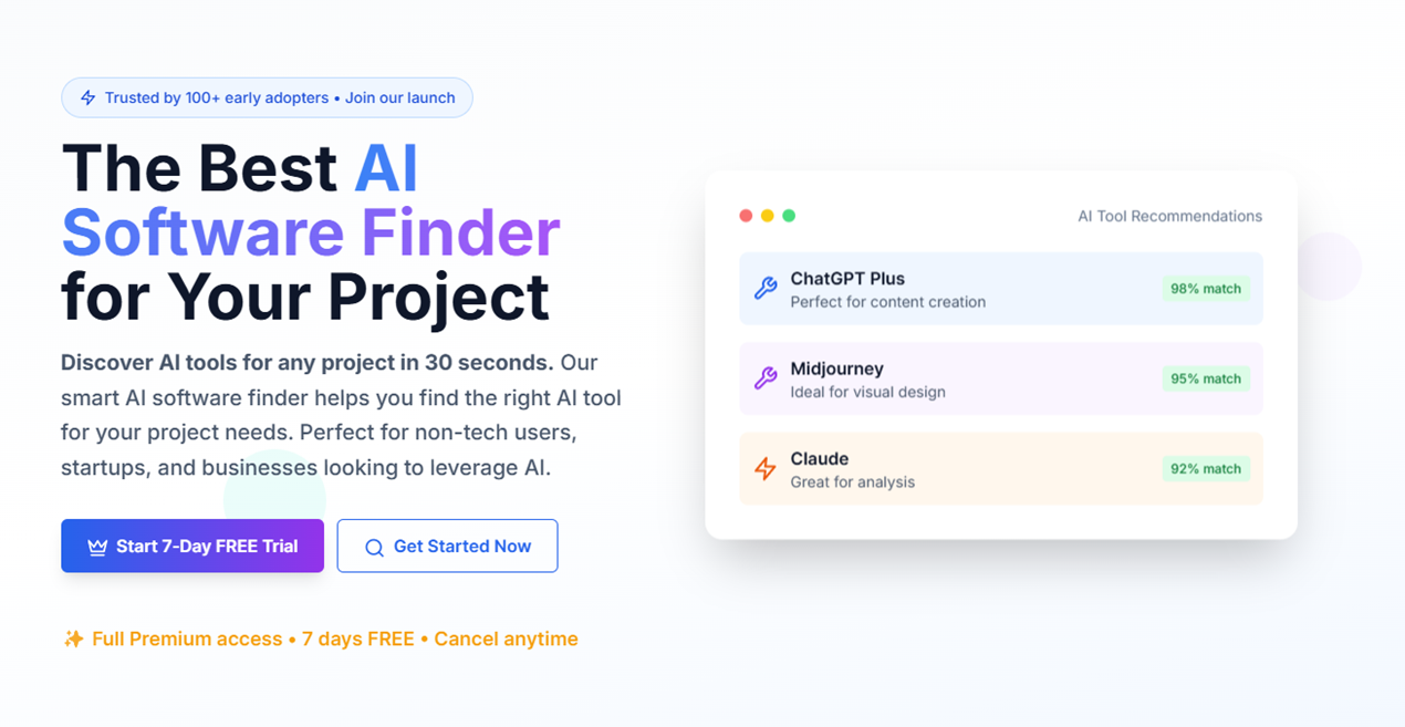 Média usetoolcraft - Plans étape par étape de la découverte d'outils AI active pour les projets. 1
