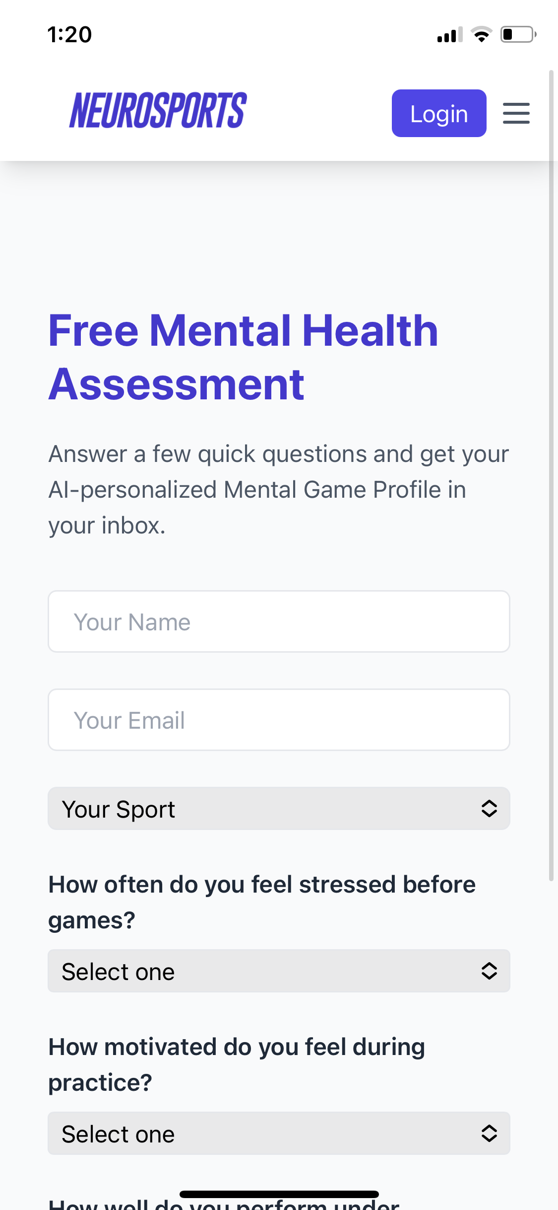 NEUROSPORTS - Screenshot 3 showing product features and functionality