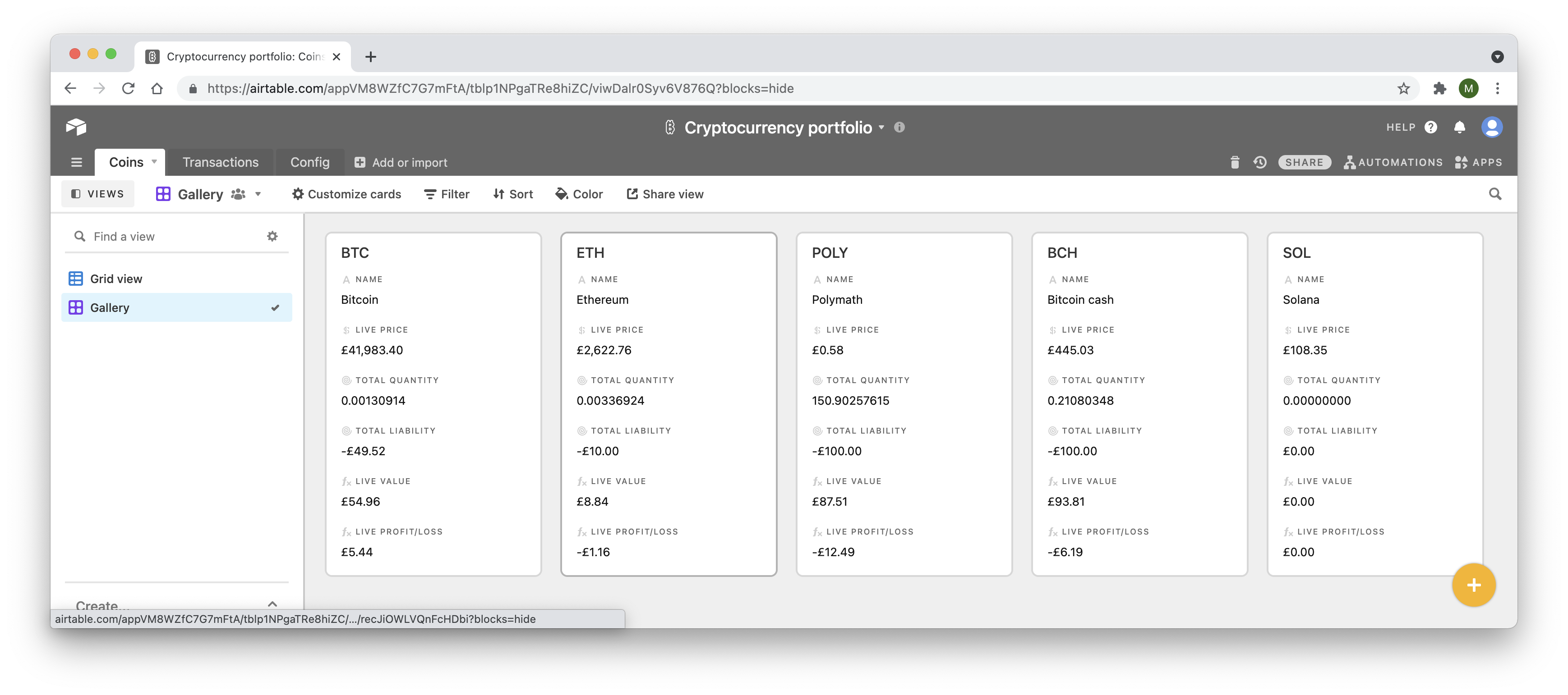 Cryptocurrency portfolio gallery image