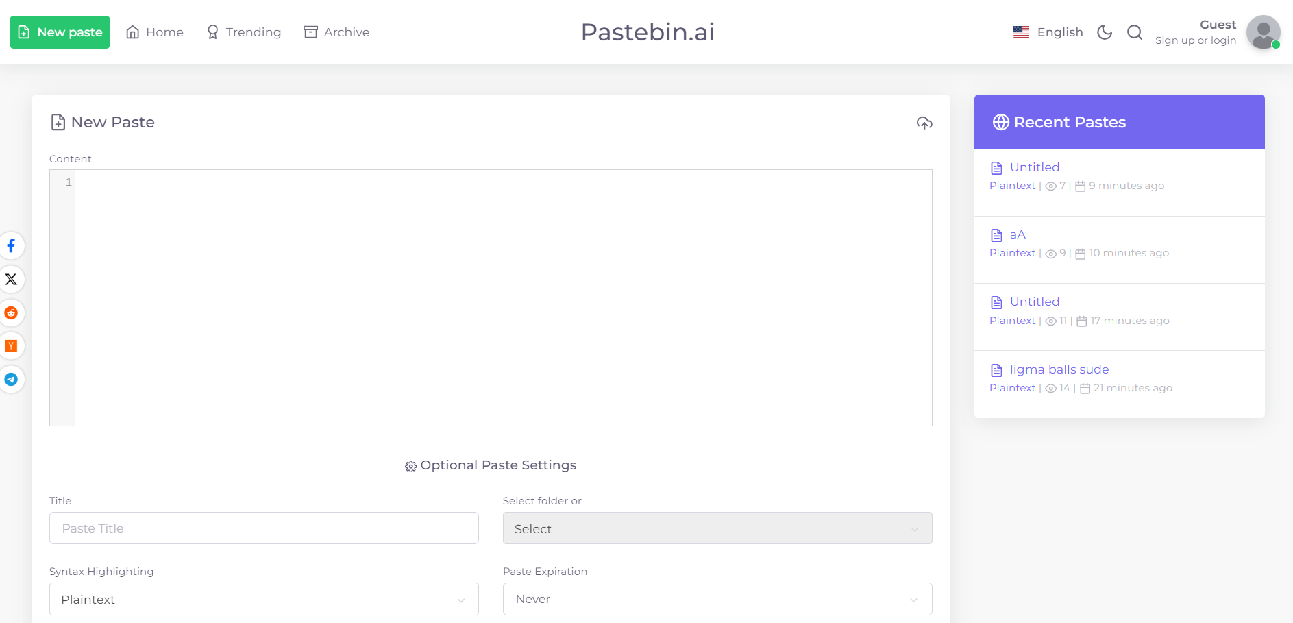pastebin-ai - Simple and efficient pastebin for mainly code