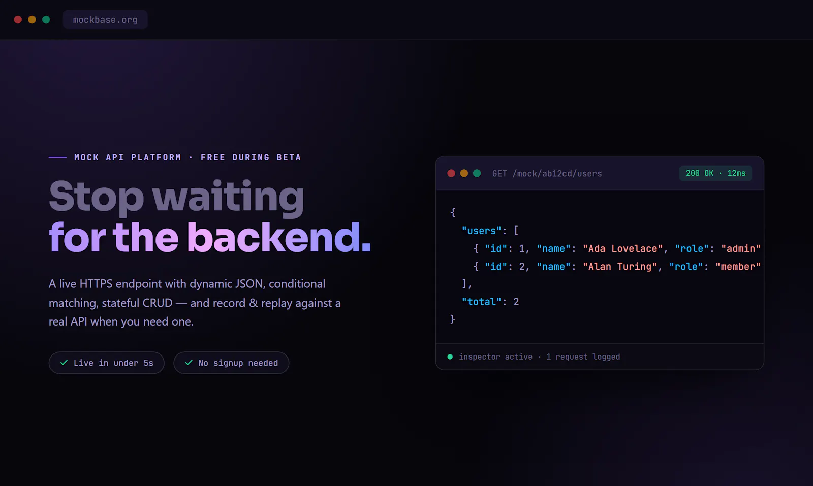 MockBase screenshot 1