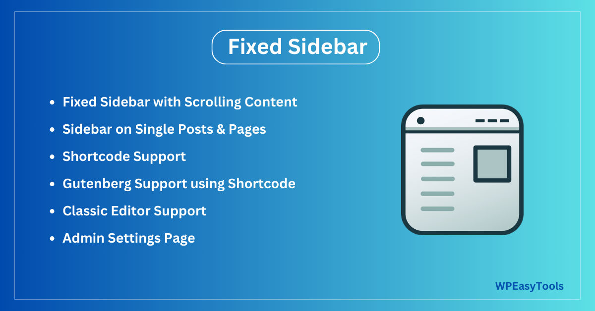 وسائط الشريط الجانبي الثابت للوظائف والصفحات الفردية - البرنامج المساعد WordPress للأشرطة الجانبية اللاصقة أثناء التمرير. 1