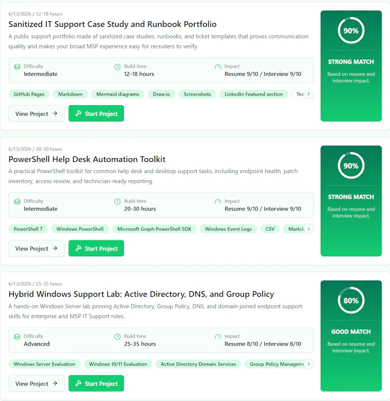Projects2Jobs AI screenshot 2
