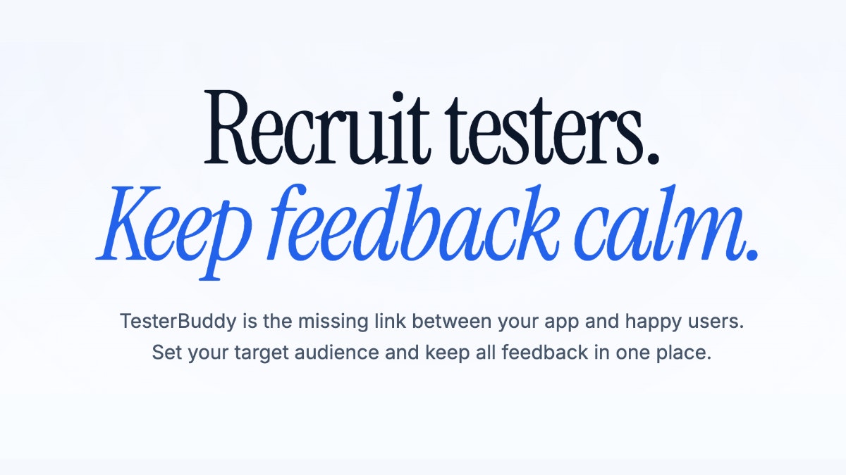 TesterBuddy: Beta Feedback Exchange - Main product screenshot demonstrating key features and user interface