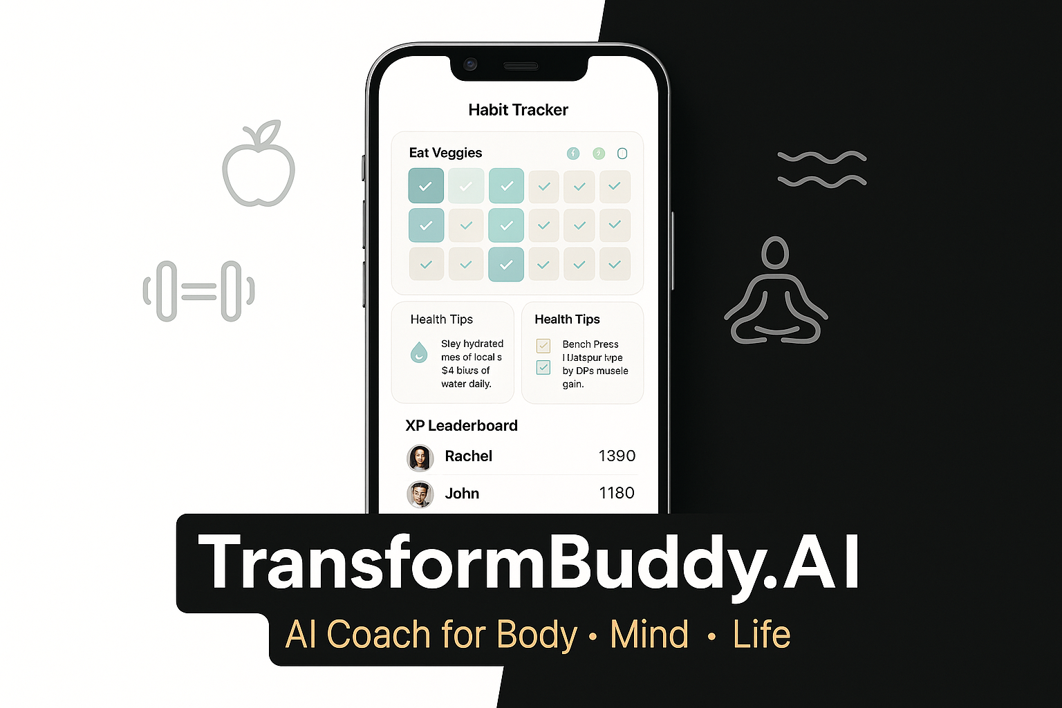 TransformBuddy.ai - AI Sağlık Koçunuz - Fitness, Farkındalık ve Daha Fazlası için Gamified Uygulaması medya 1