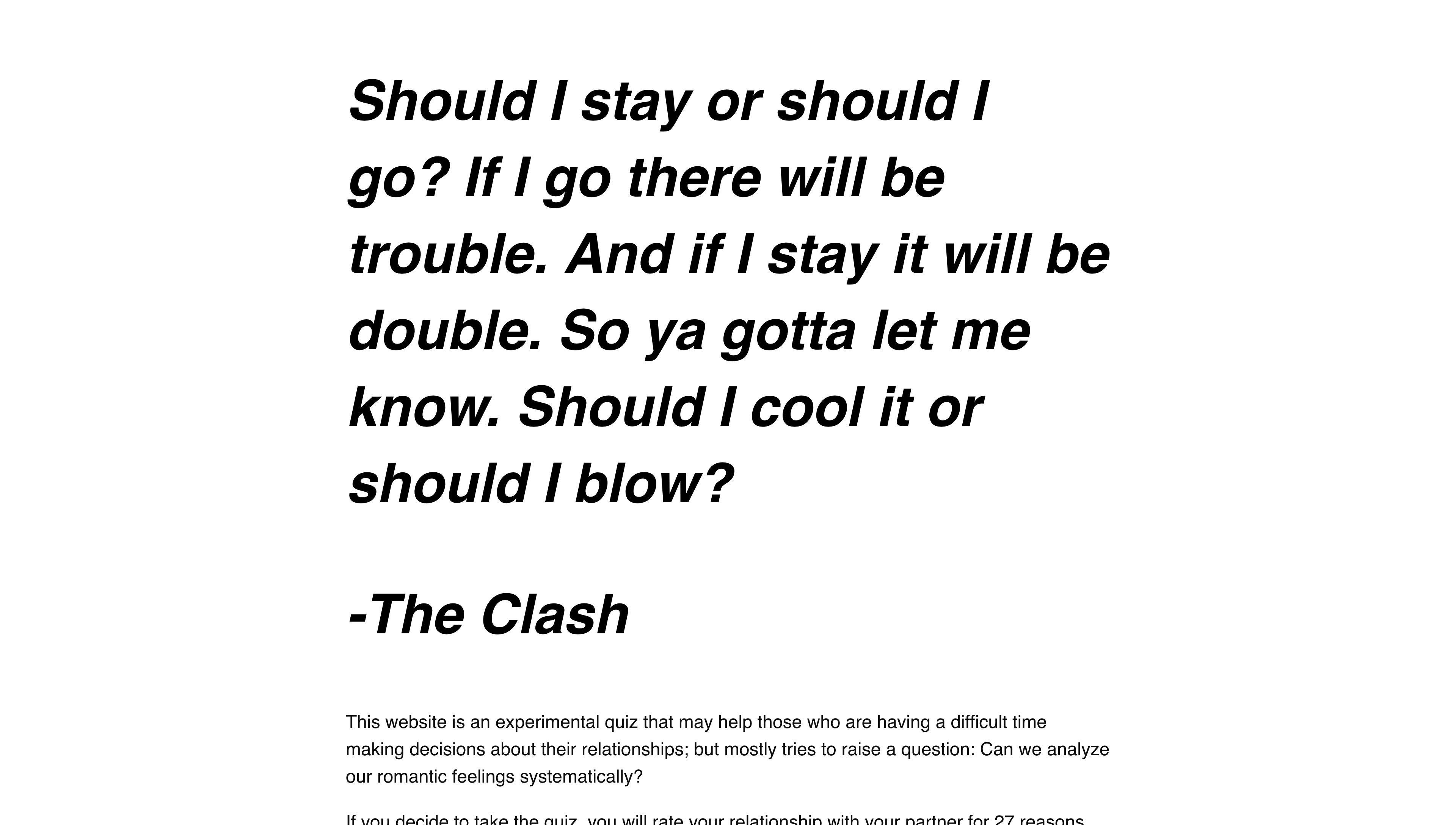 Should I Stay Or Should I Go? gallery image