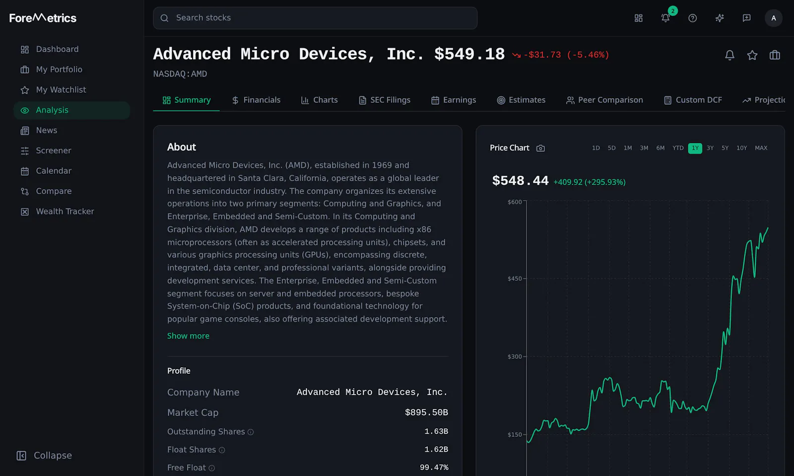 Foremetrics screenshot 1