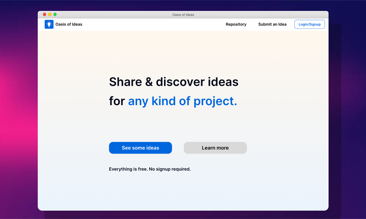 startuptile Oasis of Ideas-Share & discover ideas for any kind of project