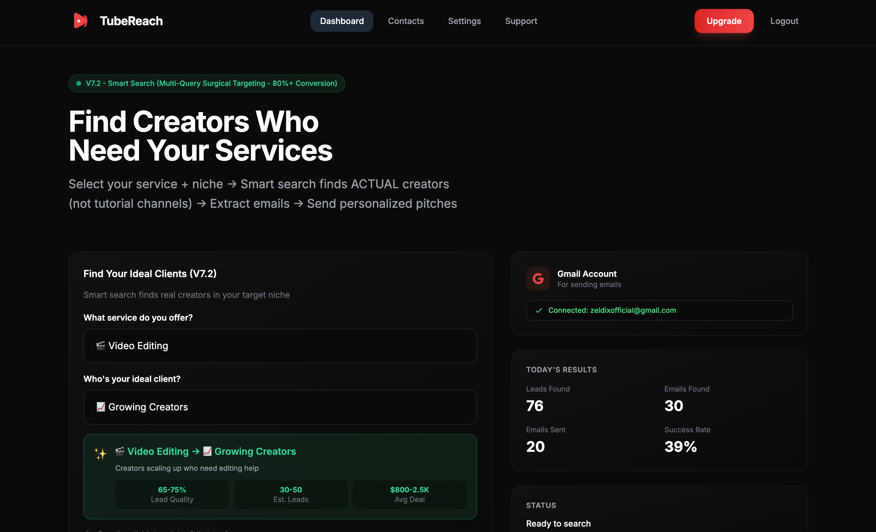 TubeReach - Screenshot 2 showing product features and functionality