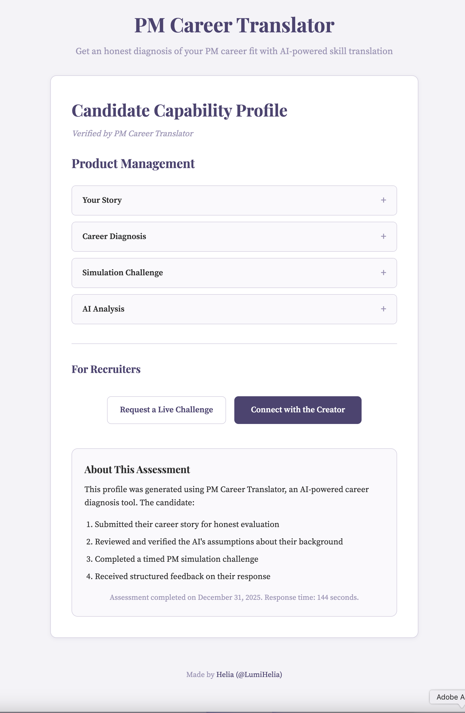 PM Career Translator - Screenshot 5 showing product features and functionality