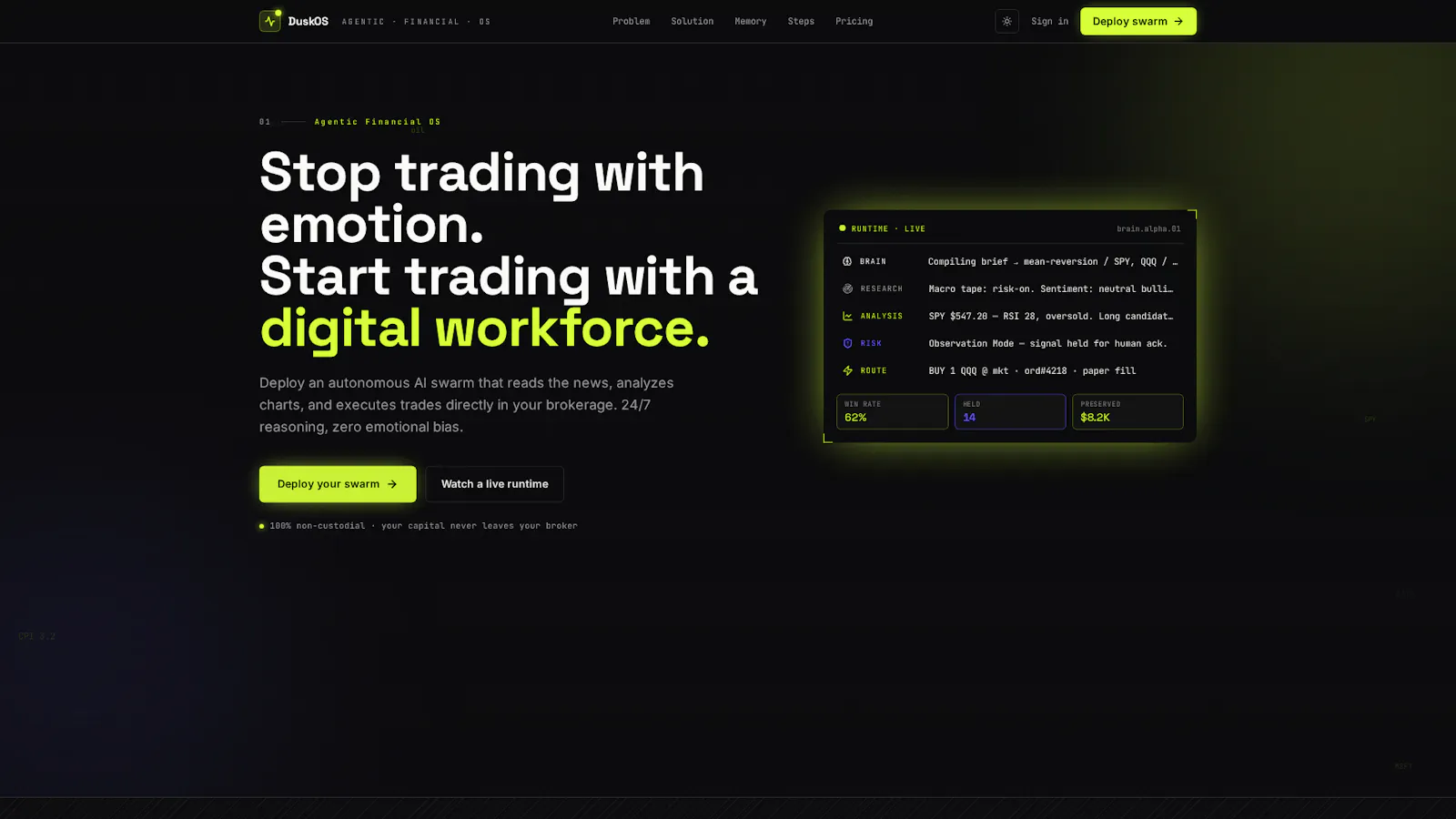 DuskOS — Your Autonomous Trading Desk screenshot 2