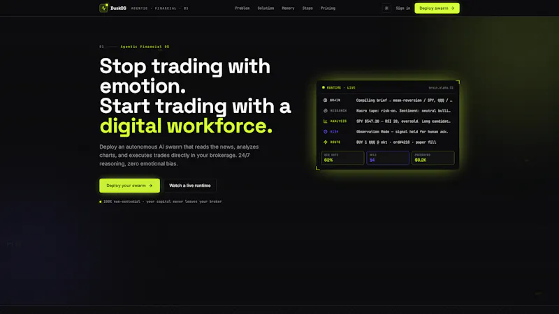 DuskOS — Your Autonomous Trading Desk screenshot 2