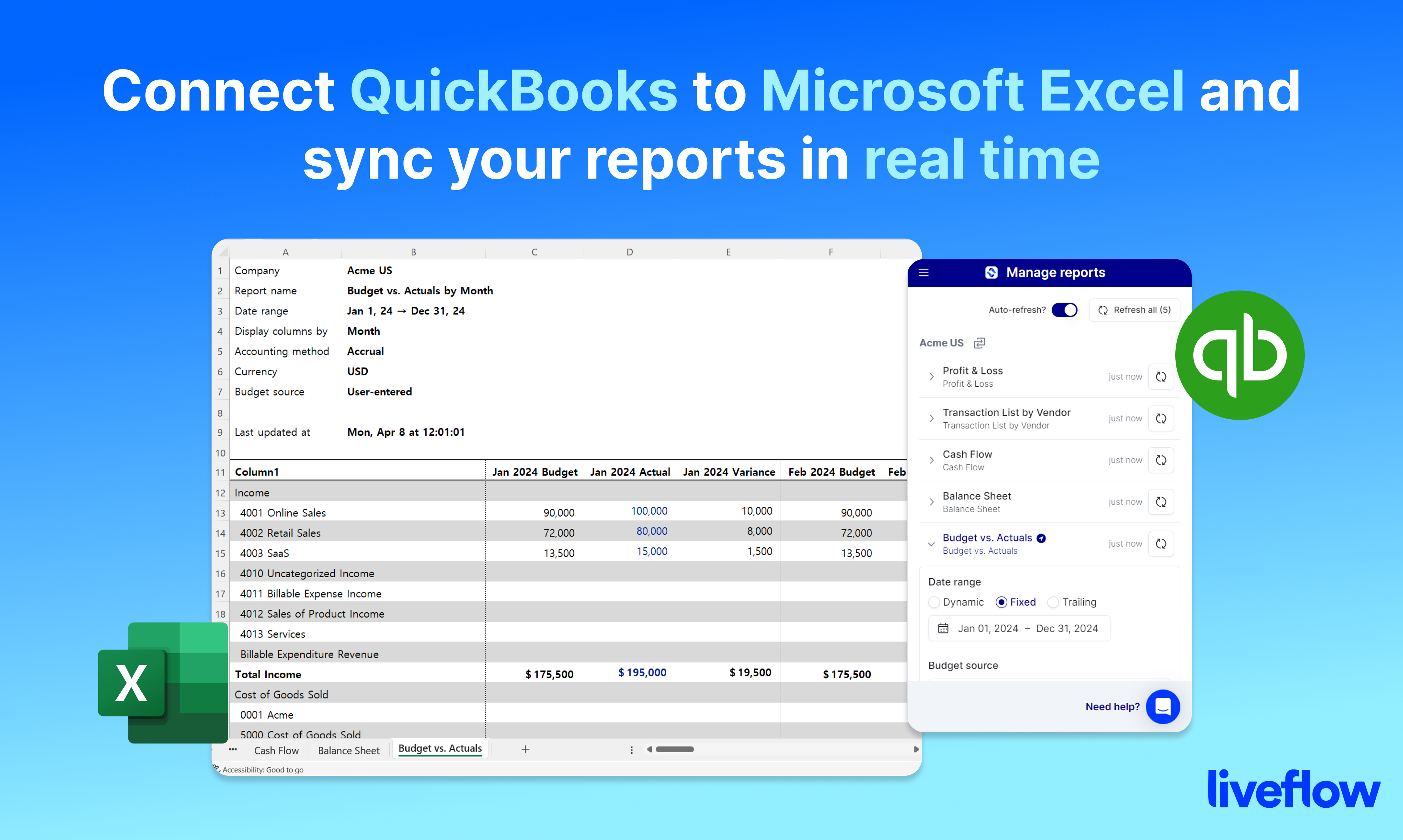 Liveflow для Excel - Включите свои модели Excel с помощью живых данных! медиа 3