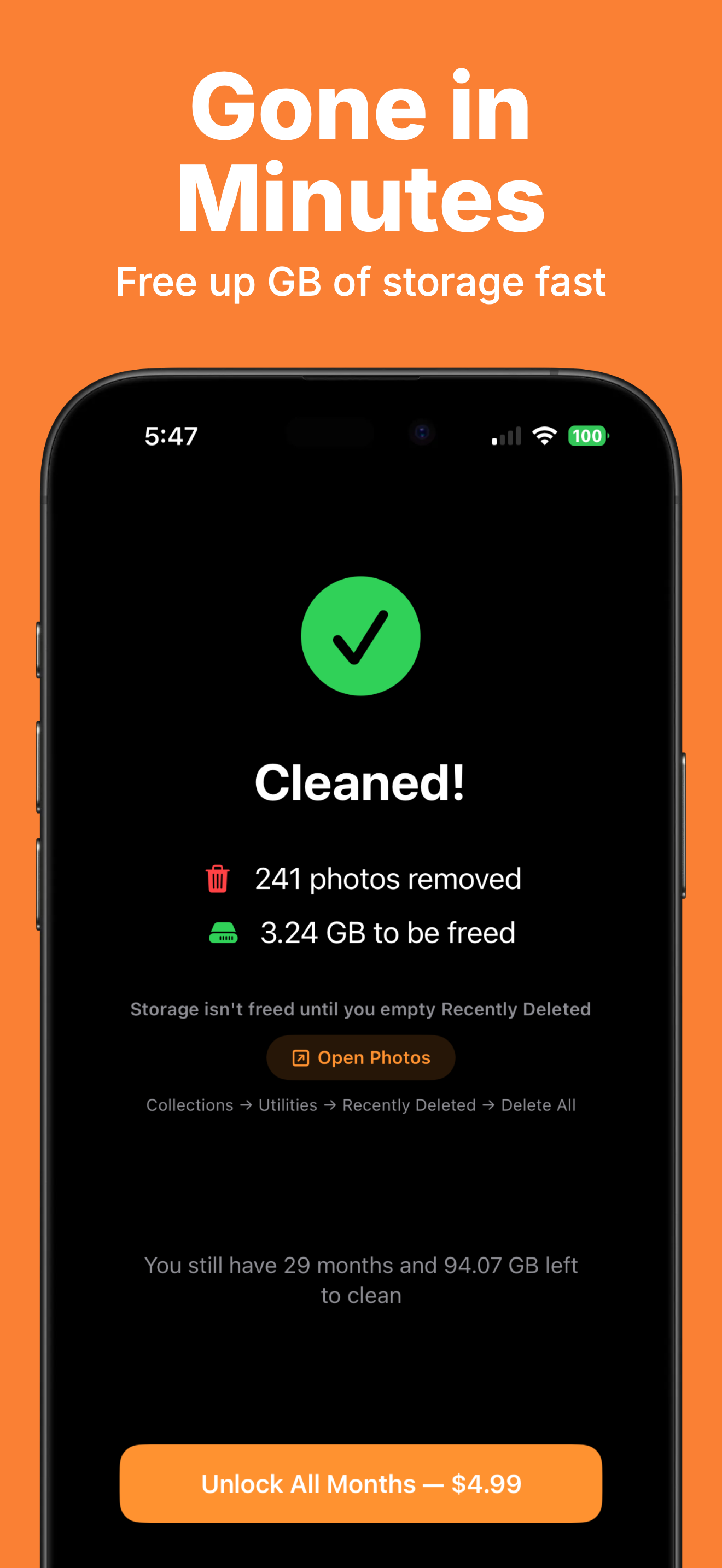 SwipeClean Photo Cleaner - Screenshot 4 showing product features and functionality