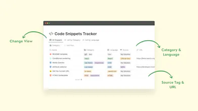 Code Snippets Tracker - Notion Template gallery image