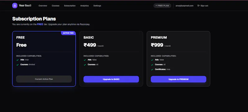 SaaS Starter Supabase, Auth, & Razorpay screenshot 1