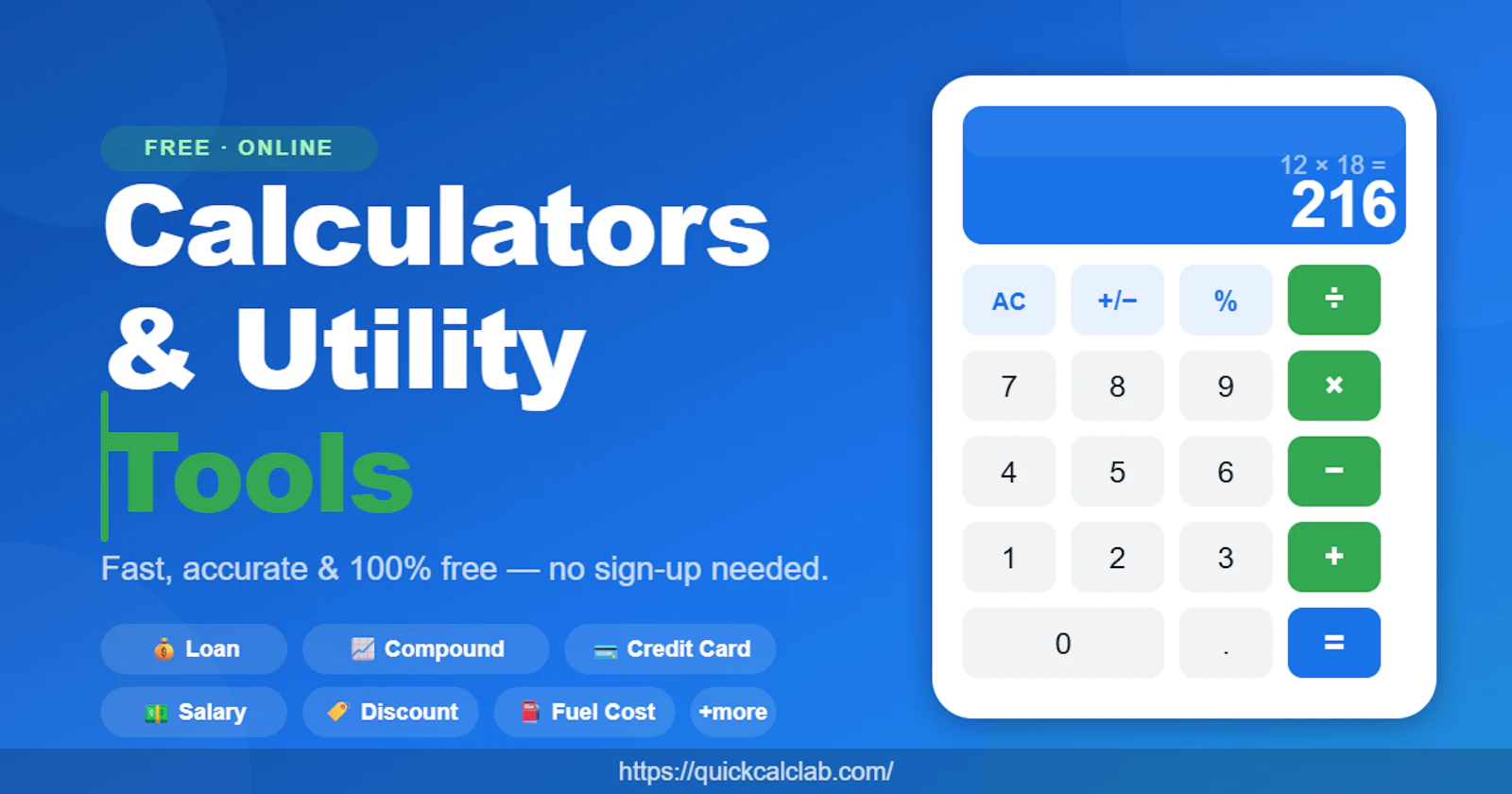 Free Online Calculators & Utility Tools screenshot 1