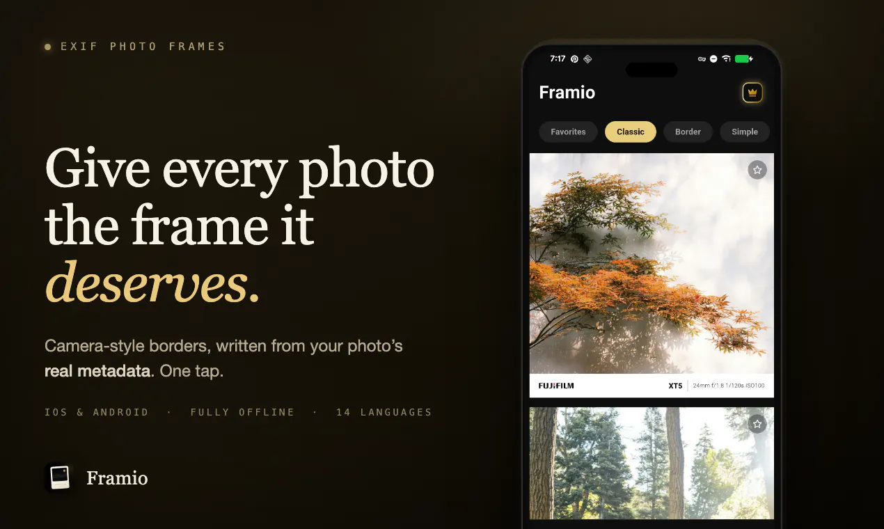 Framio — EXIF Photo Frames gallery image