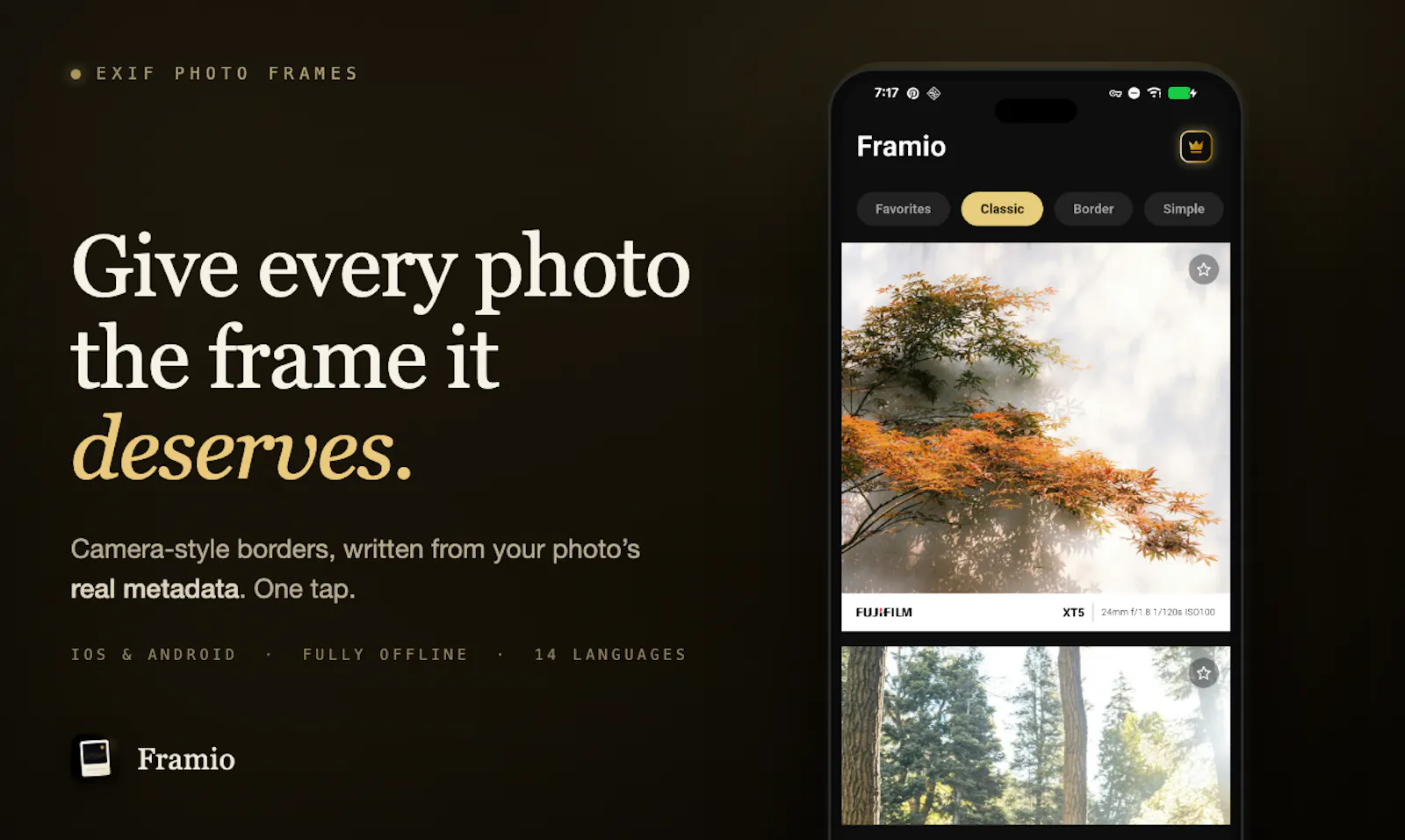 Framio — EXIF Photo Frames screenshot 1