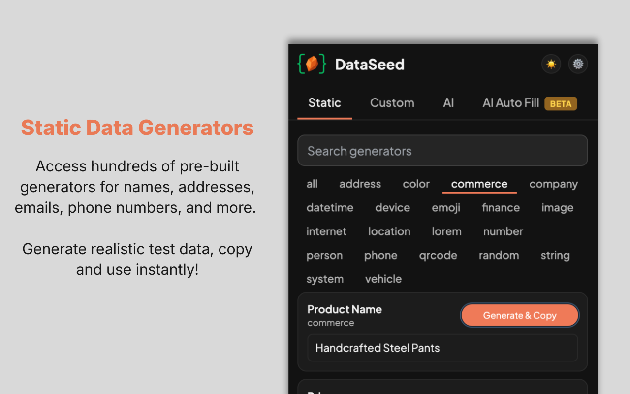 DataSeed - Main product screenshot demonstrating key features and user interface