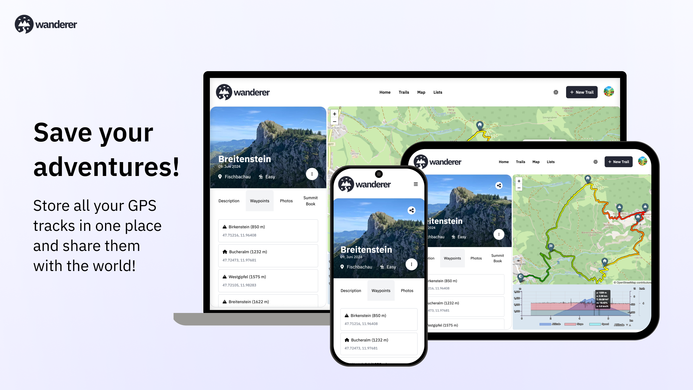 startuptile wanderer-Save your adventures!