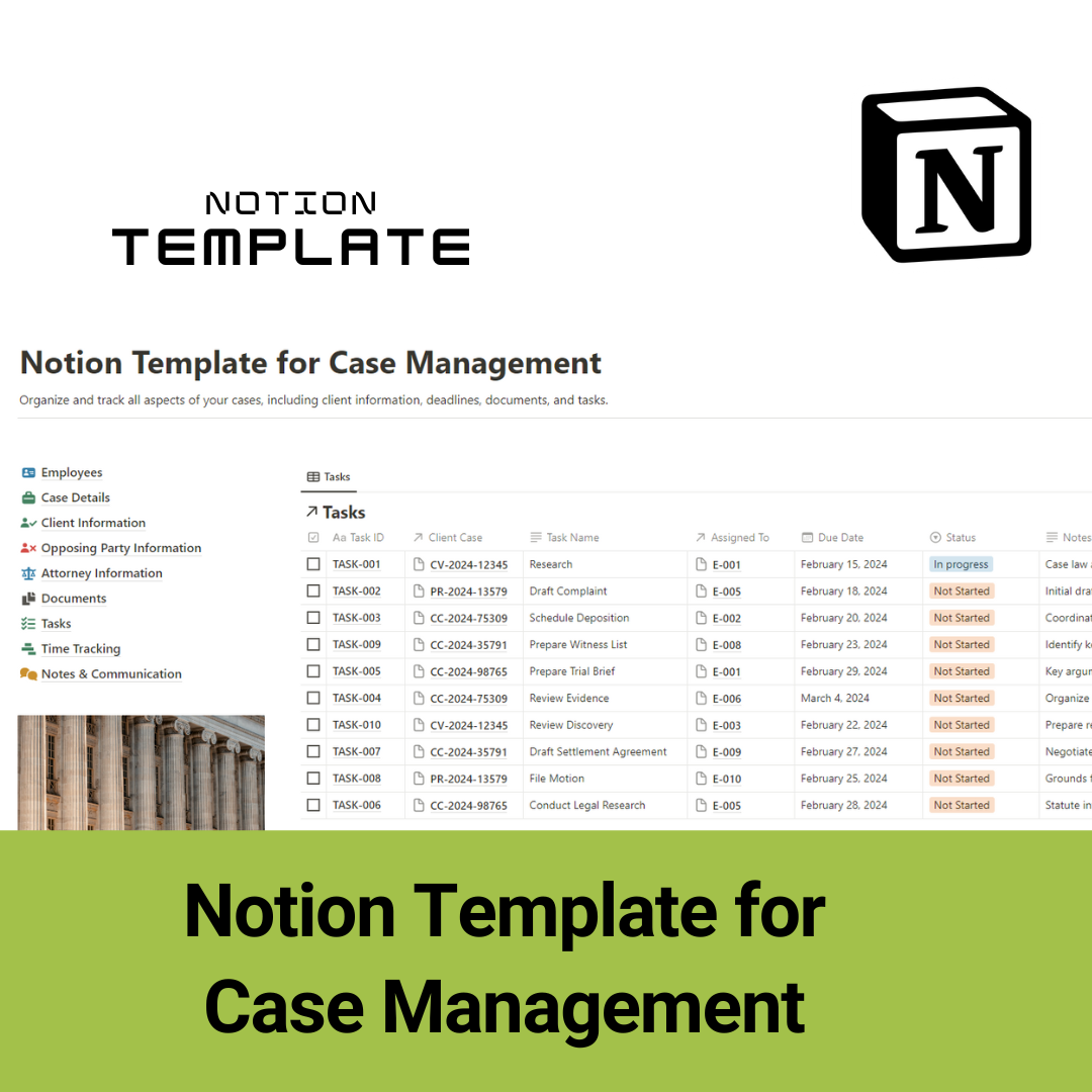 Notion Template for Case Management