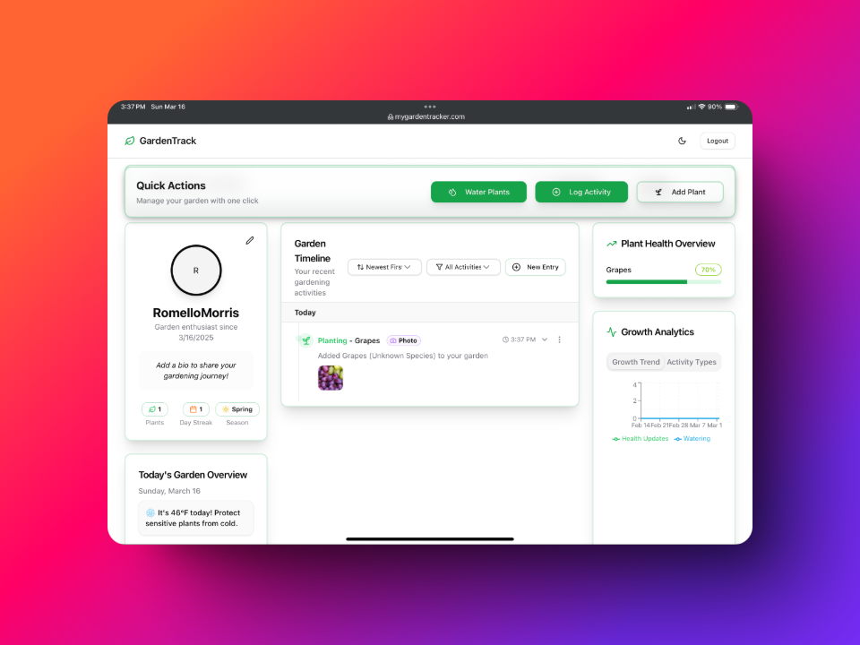 Mídia 2 de Gardentrack - 🌱 Gardentrack - a maneira mais inteligente de crescer 🌿